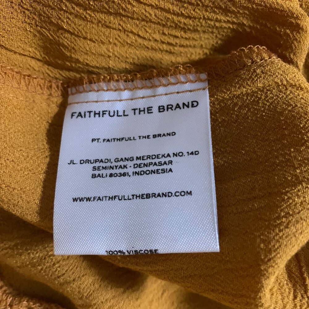 Faithfull The Brand Melia Arwen Tiered Butterscotch USA 8 / Large Midi Dress EUC - Picture 5 of 12